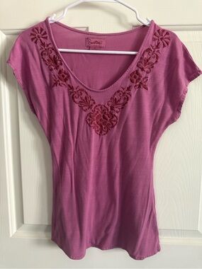 Sweetees Pink Embroidered Scoop Neck Top